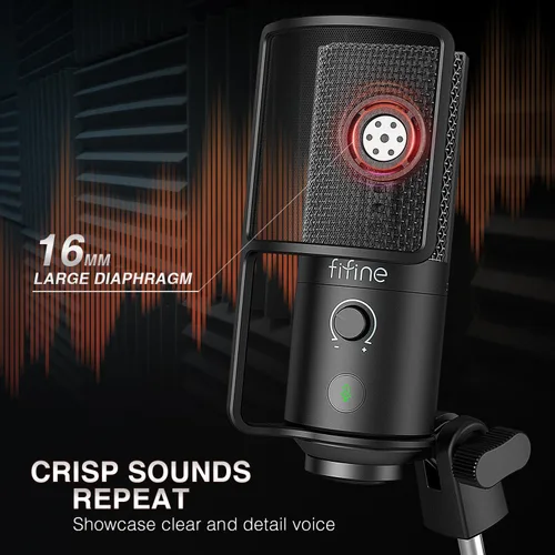 Miniatura 2 de FIFINE - Micrófono USB para podcast, micrófono condensador para PC con soporte de brazo extensible, botón de silencio, kit de micrófono Plug & Play