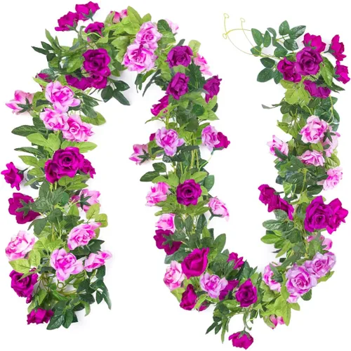 Kisflower 3 guirnaldas de flores artificiales de 23.7 pies, enredaderas falsas de seda para decoración de arco de boda, habitación, fiesta, hogar,