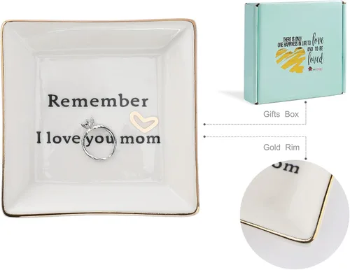 Miniatura 3 de HOME SMILE - Bandeja de cerámica para anillos para mamá, hermana, amigas
