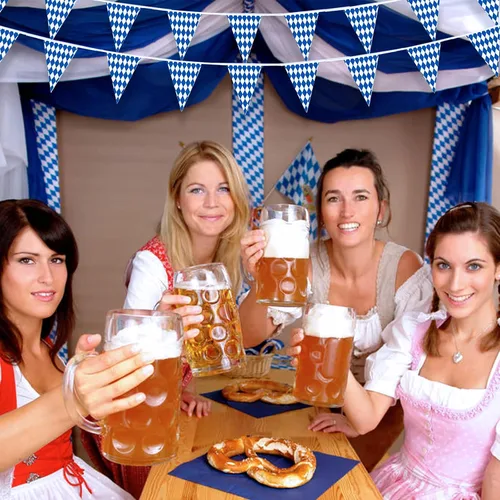 Miniatura 4 de PURPLE STAR 1N Banderín bávaro de 393 pies para el Oktoberfest, paquete de 12 banderines bávaros para Oktoberfest alemán para fiestas temáticas