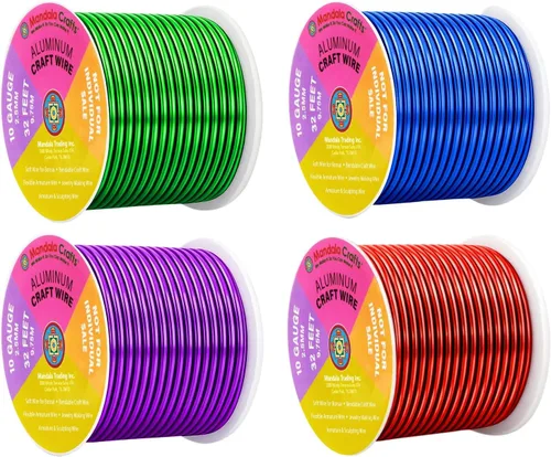 Miniatura 68 de Mandala Crafts - Alambre de aluminio anodizado de 8 calibre para hacer joyas - 9.75 m de alambre flexible negro colorido - Flexible para bonsái