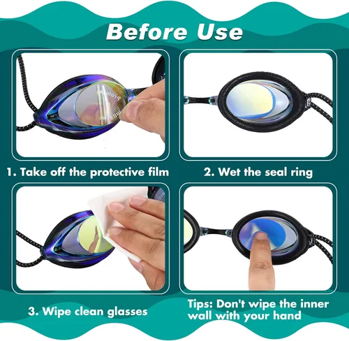 Miniatura 4 de Qeeenar 4 pares de gafas de natación para niños y adultos – Correa elástica de verano antivaho y fugas, gafas unisex de ajuste rápido con clips