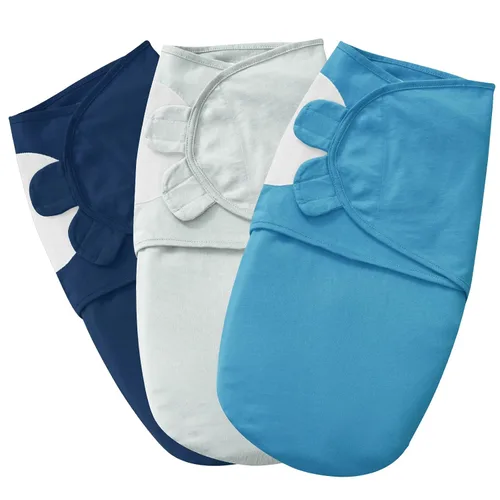 PHF Sacos de dormir de algodón para recién nacidos, paquete de 3 unidades de 0 a 3 meses para niños, manta fácil ajustable, artículos esenciales