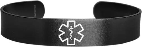 Pulsera de identificación de alerta médica, acero inoxidable 316L, personaliza y personaliza, selecciona un tamaño de muñeca, de 6 a 9 pulgadas