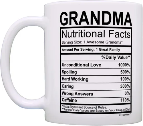 Miniatura 3 de Grandma Nutritional Facts - Taza de café con etiqueta nutricional para regalo