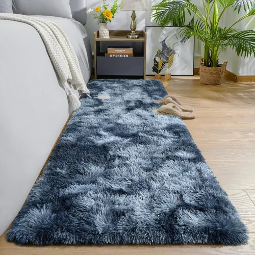 Miniatura 27 de AROGAN Alfombras de área suaves de arco iris para habitación de niñas de 6x9 pies, alfombras esponjosas de dormitorio para niñas, alfombra