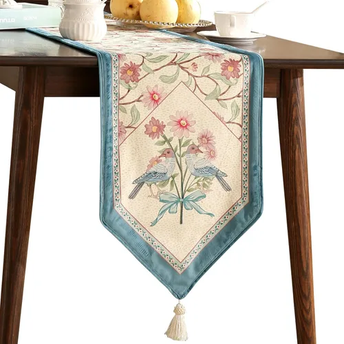 Miniatura 11 de patdrea Camino de mesa de terciopelo francés estilo granja para decoración del hogar, cocina, comedor, fiestas, cenas familiares, boda 12"*63