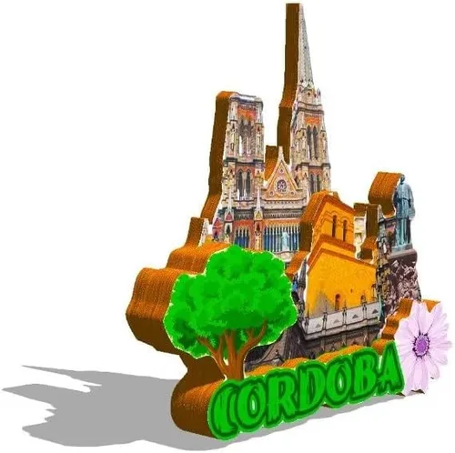 Miniatura 2 de Imán de Córdoba Argentina para nevera de madera 3D, monumentos de viaje, coleccionables, recuerdos, decoración hecha a mano -562