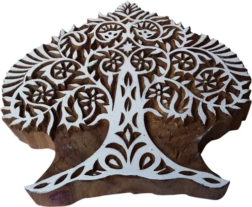 Miniatura 5 de Sello de madera de arcilla Patrón de árbol grande Bloque de impresión grande