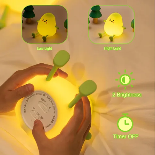 Miniatura 4 de Linda luz nocturna para niños, lámpara de sueño de mango, luz cálida, decoración de dormitorio, luz nocturna de silicona, luces nocturnas de bebé