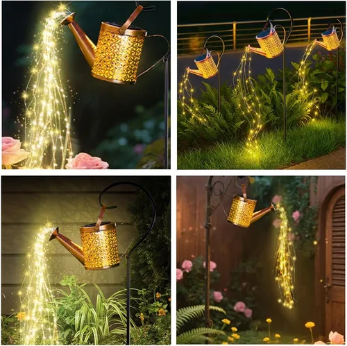 Miniatura 3 de B-Best Luces Solares para Exteriores Decoraciones de Jardín, Luz de Paisaje en Forma de Regadera Farol Colgante Grande, Decoración de Patio Exterior