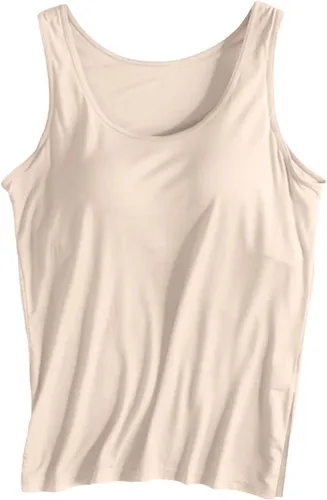 Camiseta sin mangas con brasier integrado para mujer, sin mangas, correa ancha, ropa de dormir básica, para entrenamiento, yoga, camisola acolchada