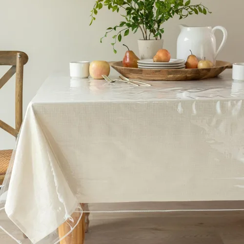 Miniatura 2 de Benson Mills - Mantel de plástico transparente resistente, 100% impermeable y a prueba de derrames de aceite, de PVC de vinilo, cuadrado, para mesas