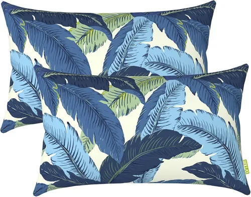 Miniatura 56 de LVTXIII Juego de 2 almohadas lumbares para patio, 12 x 20 pulgadas, resistentes a la decoloración, para exteriores con interiores, cojines lumbares