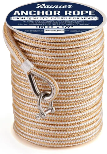 Miniatura 8 de RainierSupplyCo Cuerda de anclaje para barco - Línea de anclaje de cuerda marina trenzada doble - 100/150 / 200/300 pies de línea de navegación