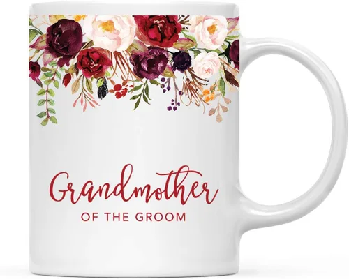 Miniatura 23 de Andaz Press Taza de té de cerámica para el día de la madre, regalo de 9.5 fl oz, otoño, marsala, flores burdeos, rosas, flores, tía, 1 paquete