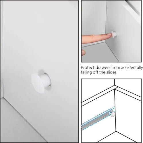Miniatura 8 de Topeakmart Gabinete de madera independiente para baño, armario de baño, organizador de almacenamiento lateral, cuatro cajones para baño y cocina