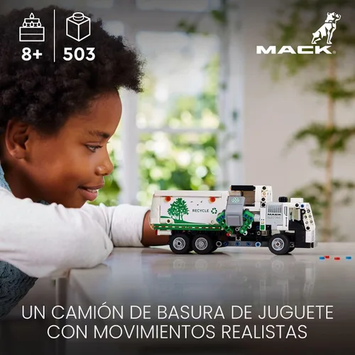 Miniatura 2 de LEGO Technic Mack LR Camión de Basura Eléctrico de Juguete, Camión Construible para Niños para Juego de Simulación, Gran Regalo para Niños, Niñas