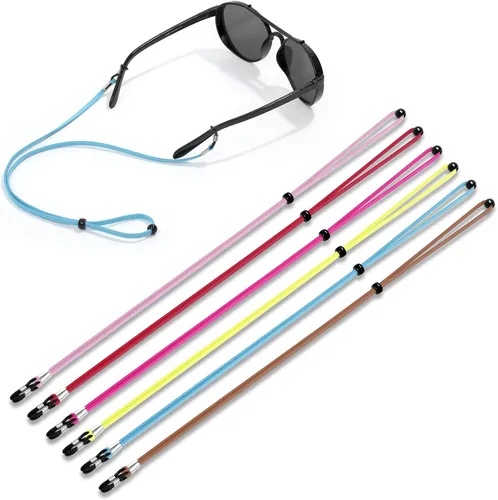 Miniatura 5 de VOOGLASS Correa para lentes (6 unidades) para gafas deportivas, cordón ajustable para lentes de sol, soporte para el cuello, retenedor de cordón