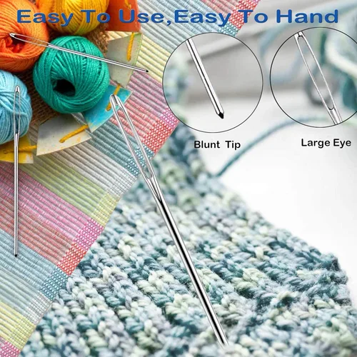Miniatura 5 de Kits de 26 piezas de tejer de costura, 9 agujas de hilo romo de ojos grandes, 4 agujas de tejido de plástico, 12 agujas de punto coloridas