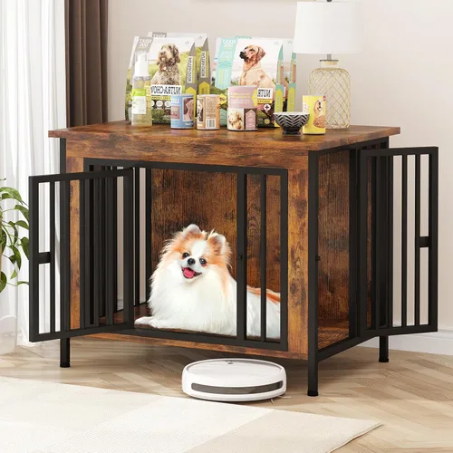 Miniatura 18 de EasyCom Mueble de jaula para perros para 1 o 2 perros, jaulas resistentes para perros individuales/dobles para perros pequeños, medianos y grandes