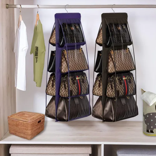 Miniatura 6 de Lirex Organizador de Bolsos Colgante para Armario, Organizador de Almacenamiento de Bolsos de 8 Bolsillos Percha de Tela Oxford Organizador