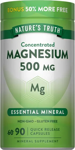 Cápsulas de óxido de magnesio de 500 mg | 90 unidades | Suplemento de alta resistencia sin OMG y sin gluten | por Nature's Truth
