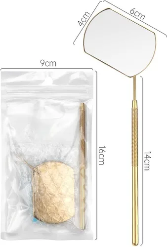 Miniatura 2 de Espejo de pestañas para extensiones de pestañas, herramienta de maquillaje de pestañas de acero inoxidable para pestañas postizas y adhesivos, Rosa
