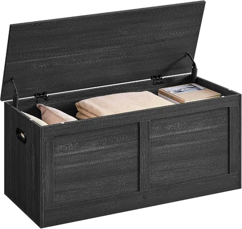 Miniatura 13 de VASAGLE Cofre de almacenamiento, baúl de almacenamiento con 2 bisagras de seguridad, banco de almacenamiento, banco para zapatos, estilo casa