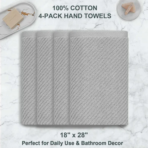 Miniatura 301 de VOOVA & MOVAS Toallas de mano blancas - 100% algodón Ligeras Gruesas Secado rápido Suaves Absorbentes, paquete de 4 piezas grandes de 18