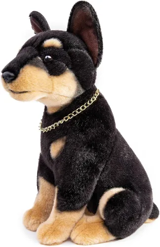Miniatura 2 de Juguete realista de peluche de perro Doberman – Simulación de 12 pulgadas de pie Doberman noble mascota perro de peluche modelo de cachorro