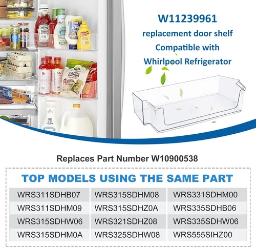 Miniatura 6 de W11239961 - Contenedor de estante para puerta compatible con refrigerador Whirlpool WRS321SDH WRS311SDH WRS325SDH, reemplaza W10900538 AP6333410