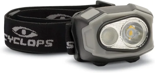 Cyclops Eflex - Linterna frontal táctica duradera, ligera, compacta, ajustable, brillante, 4 colores, LED, 400 lúmenes, recargable, linterna USB,