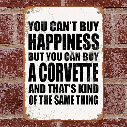 Vfunvilleey Signs - Letrero de lata de 8 x 12 pulgadas, con texto en inglés "You Can't Buy Happiness But You Can Buy a Corbette", letrero de metal