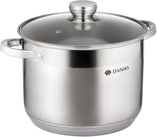 Miniatura 12 de Daniks Juego de utensilios de cocina estándar de acero inoxidable de 11 piezas con tapas de vidrio, incluye cacerola con tapa y sartén, bases