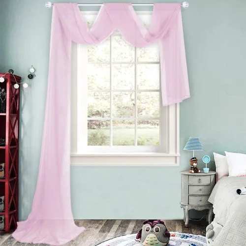 Miniatura 29 de HUTO Cenefas de cortina de gasa transparente beige para habitación de niñas, bufandas de gasa suave para bodas, fiestas, toldo, cama, 216 extra
