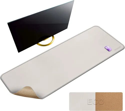 Miniatura 21 de MAIDERN Cubierta de mesa estrecha de 39.4" x 7.9", tapete reversible de cuero y corcho para mesa consola, protector de mesa largo y delgado