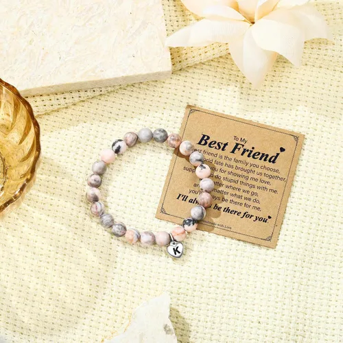 Miniatura 6 de M MOOHAM Natural Stone Initial Bracelets for Girls, Gifts for DaughterGranddaughterDaughter in LawSisterSister in LawFriend - Christmas Birthday