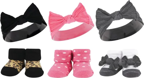 Miniatura 69 de Hudson Baby Conjunto de regalo de diadema y calcetines para niña Flor azul marino rosa