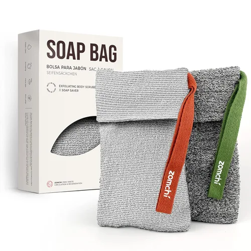 Miniatura 9 de ZOMCHI 2 bolsas de jabón exfoliante, ahorradores de jabón para barra de jabón, bolsa de barra de jabón para exfoliación profunda, calcetín de jabón