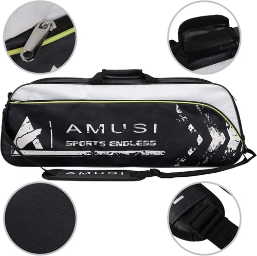 Miniatura 6 de Bolsa de raqueta de bádminton de tenis con capacidad para 3 – 4 unidades, con compartimento para zapatos y bolsillo lateral para hombres y mujeres