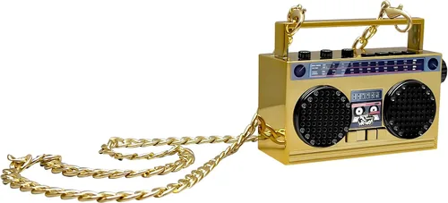 Miniatura 13 de Altavoz inalámbrico portátil mini Bluetooth de 50 aniversario del Hip Hop, Boombox retro portátil, collar de 27 pulgadas, radio FM, botones a bordo