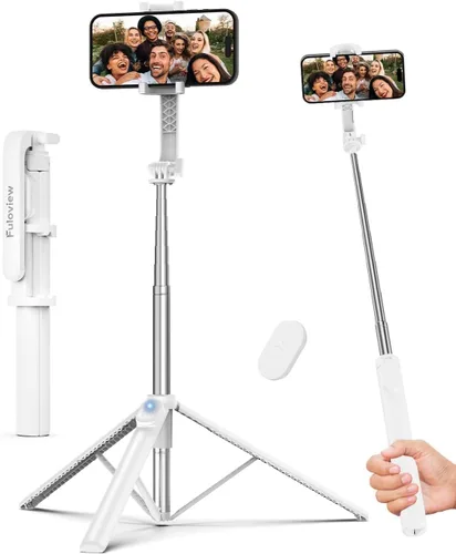 Miniatura 7 de Fuloview Trípode de Viaje para Selfie de 67 Pulgadas, Trípode Extensible para iPhone con Control Remoto Inalámbrico y Soporte para Teléfono, Soporte