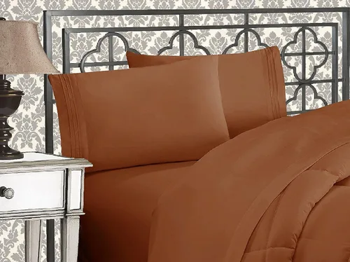 Miniatura 38 de Elegante juego de cómodas sábanas para cama de 1500 hilos resistente a arrugas y a la decoloración, calidad egipcia de lujo ultrasuave de 4 piezas