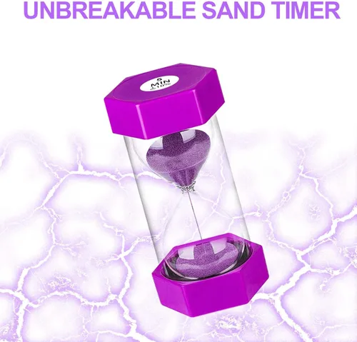 Miniatura 6 de SuLiao Temporizadores de arena 1m/2m/3m/5m/10 minutos, temporizador de arena de reloj de arena de plástico para niños, reloj de arena grande