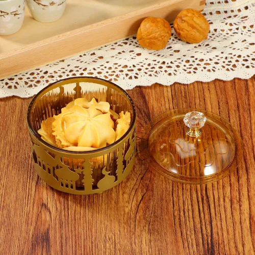 Miniatura 6 de EXCEART Bandeja de aperitivos de Oriente Medio con cubierta para golosinas Eid Nuts Frutos secos Fiesta Plato de té Celebraciones en el hogar