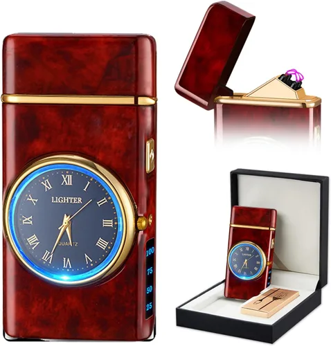 Miniatura 11 de Reloj Eléctrico Genial con Encendedor de Plasma de Doble Arco, Resistente al Viento, Recargable por USB con Indicación de Batería para Fuego, Dragón