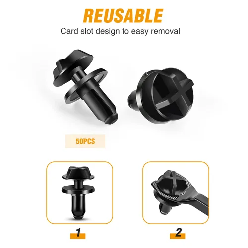Miniatura 5 de GOOACC Clips de remache de nailon para guardabarros y protector de parachoques para GM, Ford y Chrysler 0.276 in, clips para carrocería
