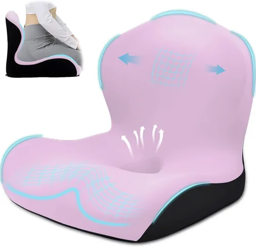 Miniatura 12 de Cojín de asiento para silla de oficina y automóvil, cojines ergonómicos en forma de L, cojín de espuma viscoelástica, almohada de apoyo lumbar