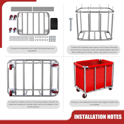 Miniatura 6 de Carrito de lavandería comercial con ruedas, cesta de lavandería rodante grande de 11.35 bushels con forro de lona impermeable extraíble, cestas